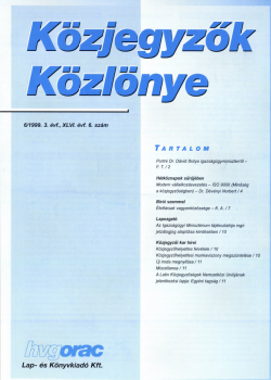 Közjegyzők Közlönye 1999 borítókép